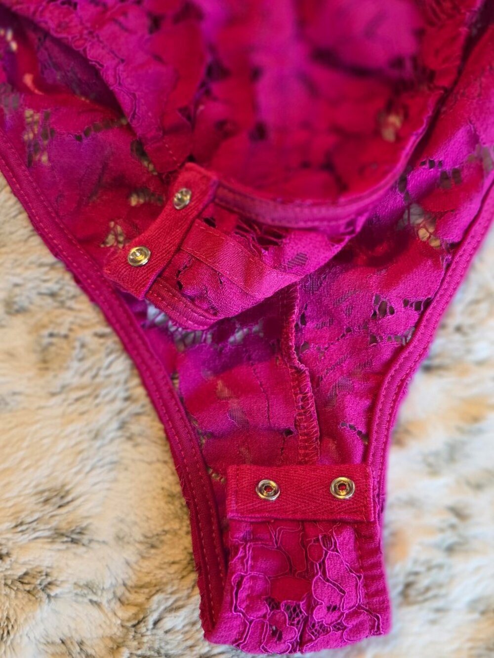 Fashion Nova Raspberry Pink Lace Bodysuit - Picture 3 of 7